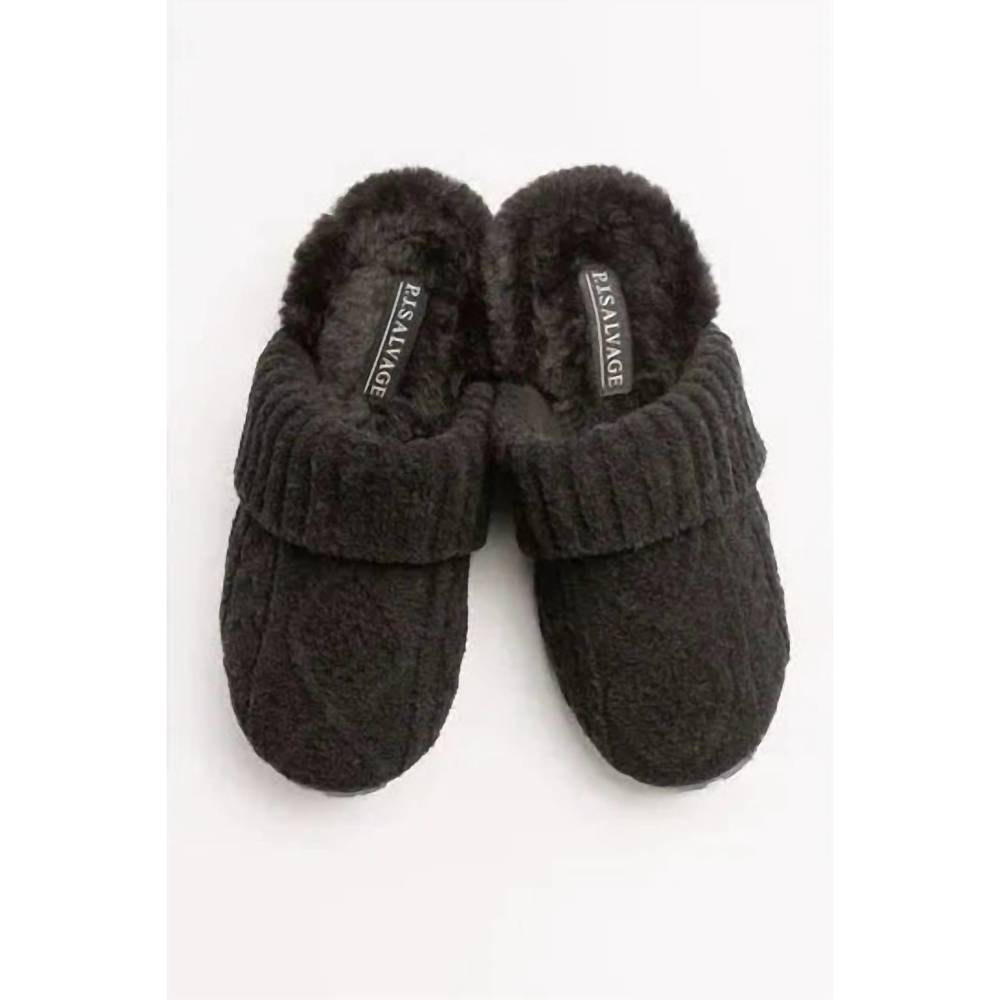 NEW PJ SALVAGE women's cable knit slides in black